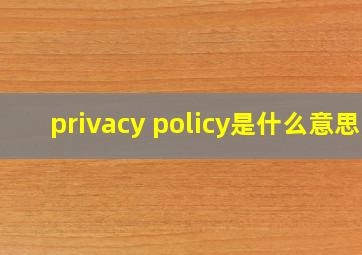 privacy policy是什么意思